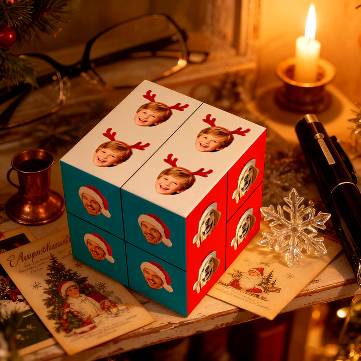 Cube Rubik personnalisé avec photo, cube photo infini et dessin animé, cube photo pliable pour couple, cadeau idéal pour Noël