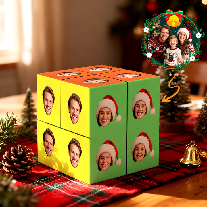 Cube Rubik personnalisé avec photo, cube photo infini et dessin animé, cube photo pliable pour couple, cadeau idéal pour Noël