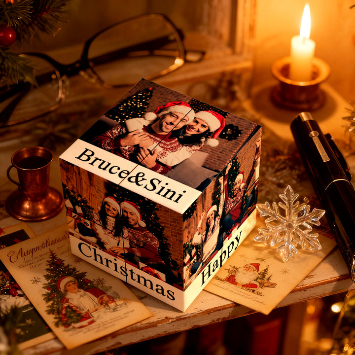 Cube Rubik personnalisé avec photo, cube photo infini et dessin animé, cube photo pliable pour couple, cadeau idéal pour Noël
