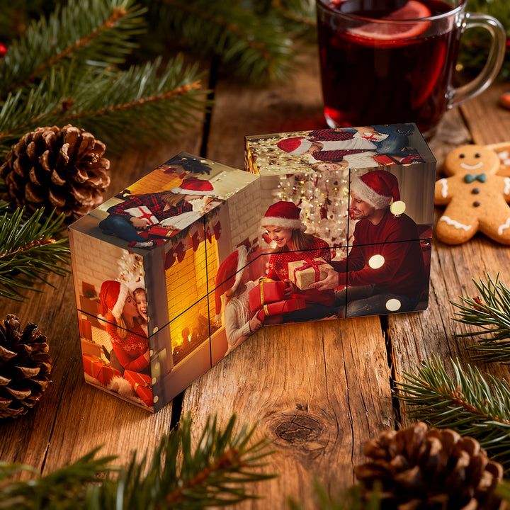 Cube Rubik personnalisé avec photo, cube photo infini et dessin animé, cube photo pliable pour couple, cadeau idéal pour Noël