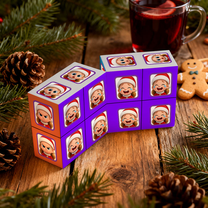 Cube Rubik personnalisé avec photo, cube photo infini et dessin animé, cube photo pliable pour couple, cadeau idéal pour Noël