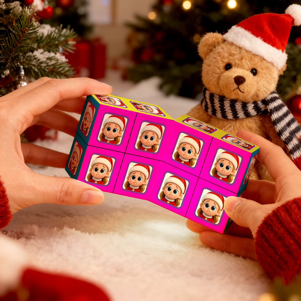 Cube Rubik personnalisé avec photo, cube photo infini et dessin animé, cube photo pliable pour couple, cadeau idéal pour Noël