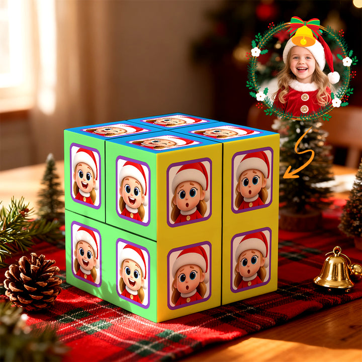 Cube Rubik personnalisé avec photo, cube photo infini et dessin animé, cube photo pliable pour couple, cadeau idéal pour Noël