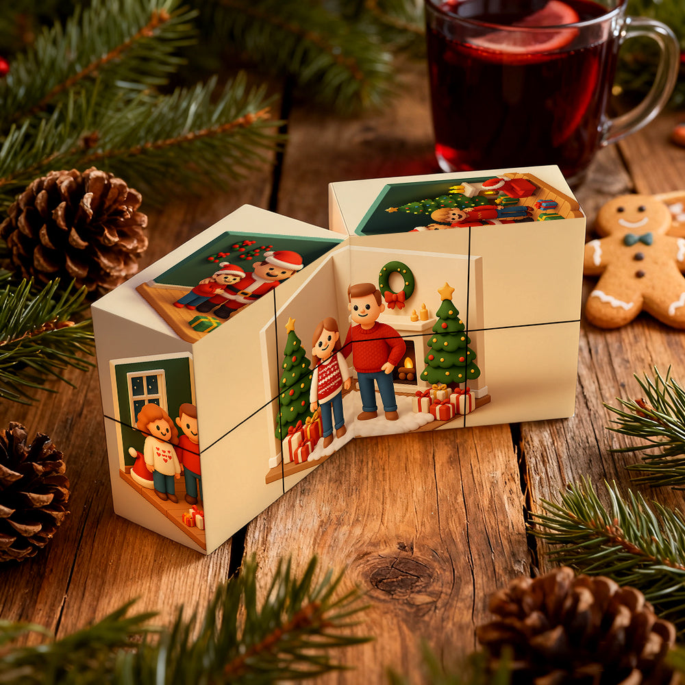 Cube Rubik personnalisé avec photo, cube photo infini et dessin animé, cube photo pliable pour couple, cadeau idéal pour Noël