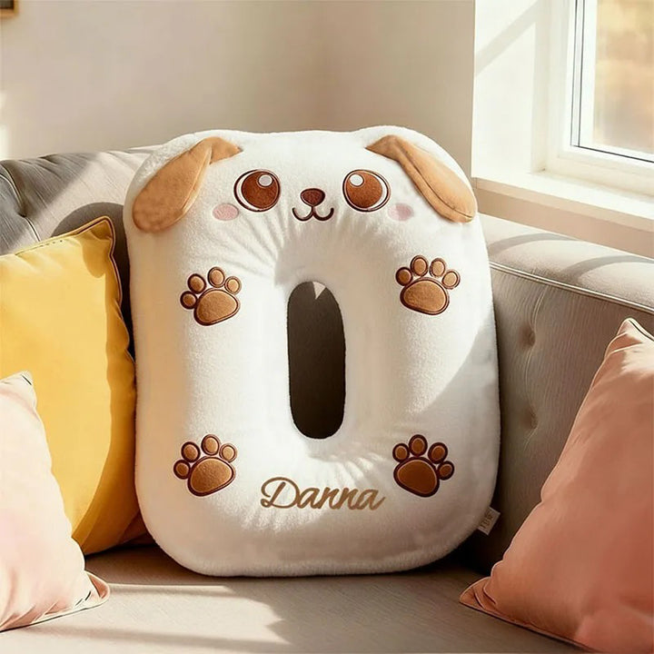 Coussin personnalisé avec la lettre « Amoureux des animaux » et un nom personnalisé