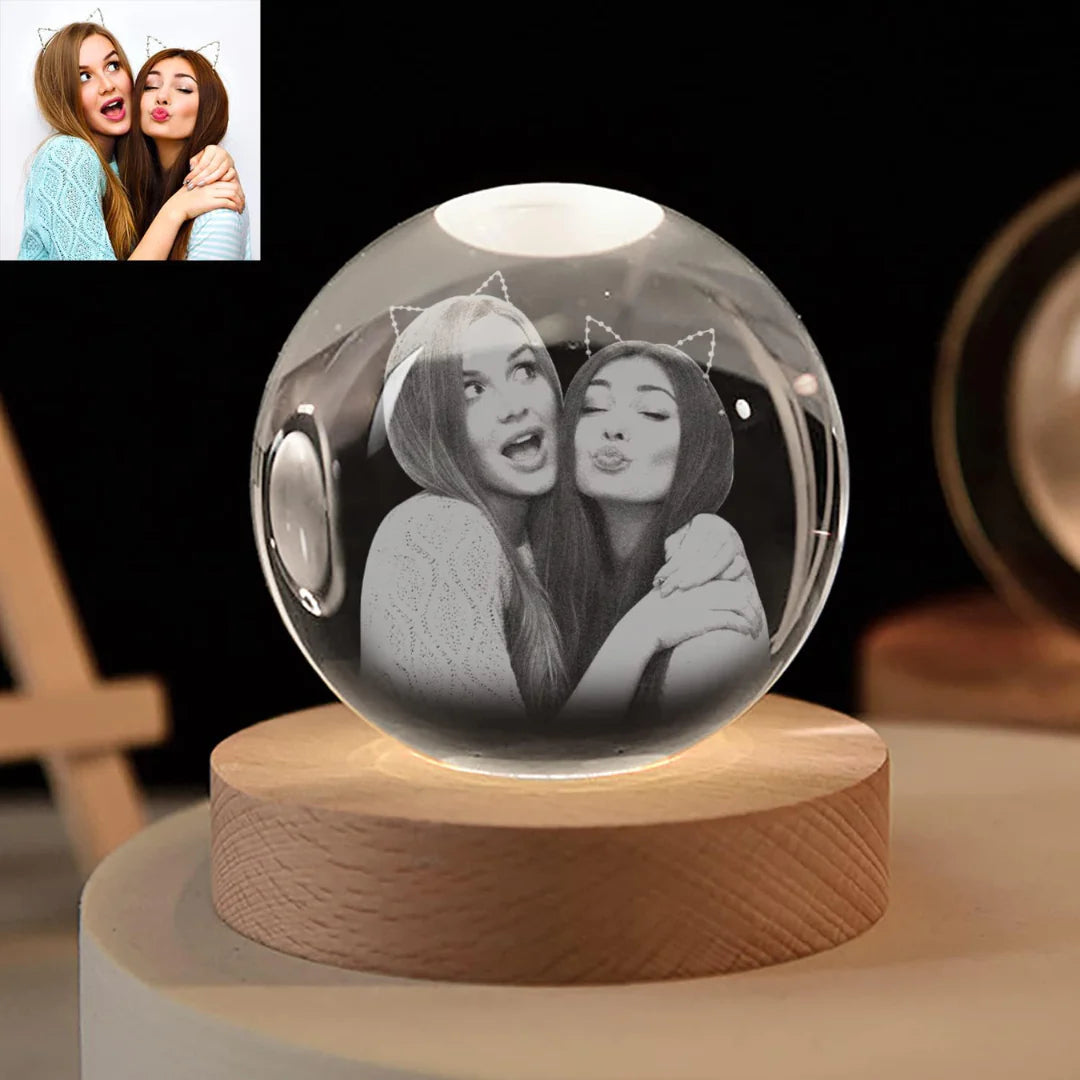 Boule de cristal photo 3D personnalisée, cadeau pour votre amour