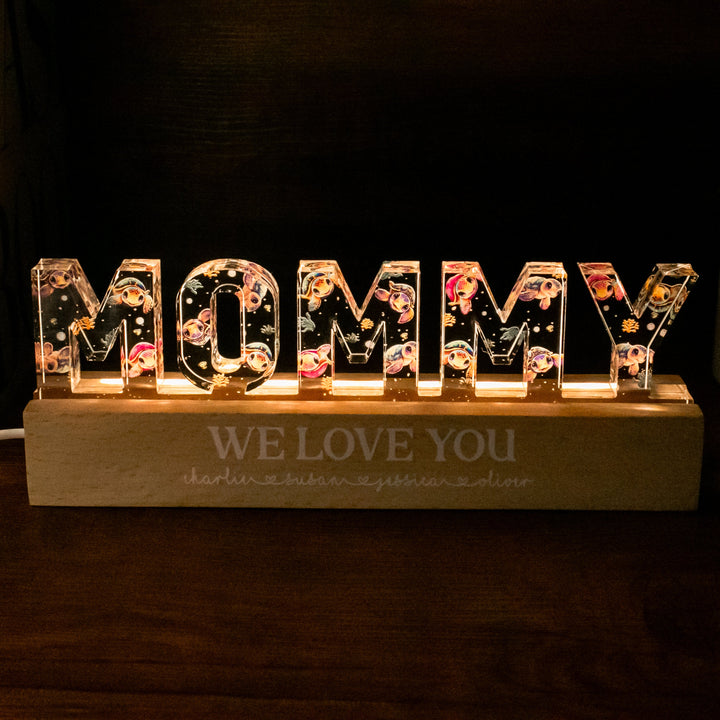 Veilleuse LED Acrylique Personnalisée Animaux Mignons pour Maman
