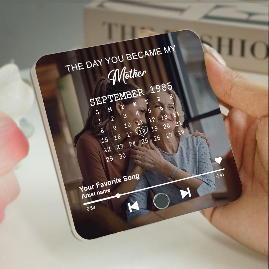 Le jour où tu es devenue ma mère, calendrier personnalisé avec photo, aimant de réfrigérateur musical personnalisé, cadeau d'anniversaire, de fête des mères, juste parce que pour maman