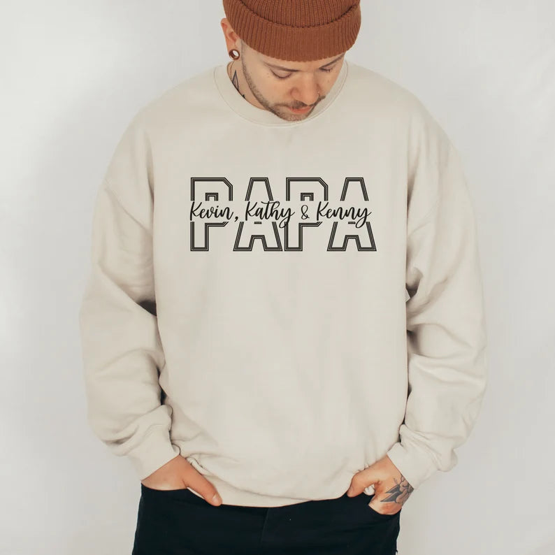 Sweat-shirt imprimé papa personnalisé avec le nom de l'enfant