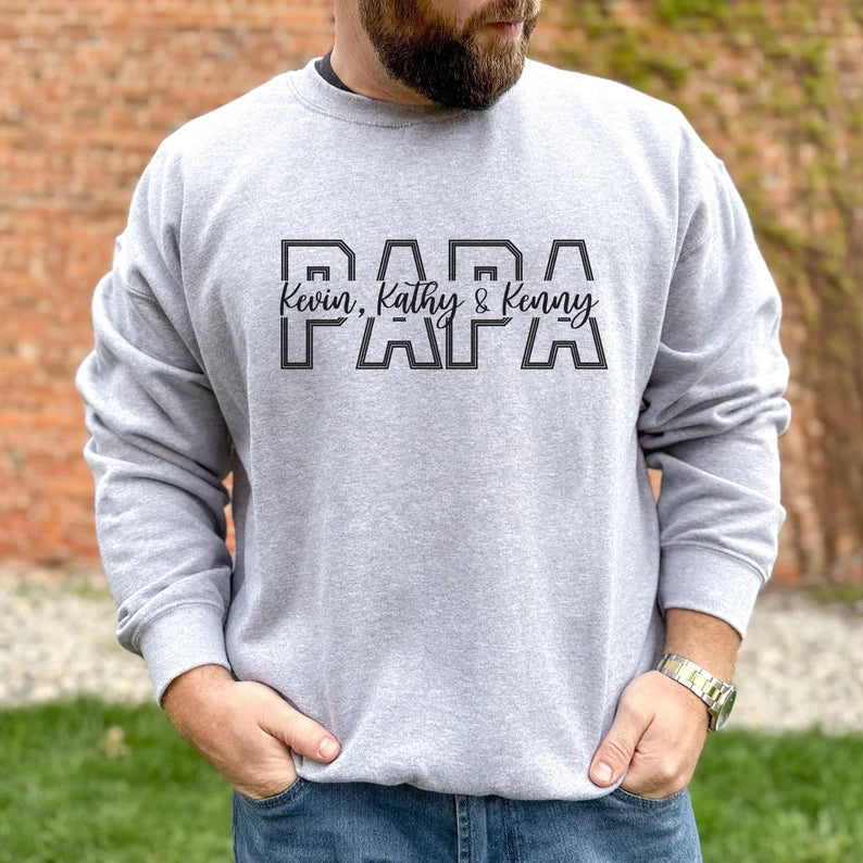 Sweat-shirt imprimé papa personnalisé avec le nom de l'enfant