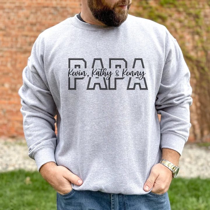 Sweat-shirt imprimé papa personnalisé avec le nom de l'enfant