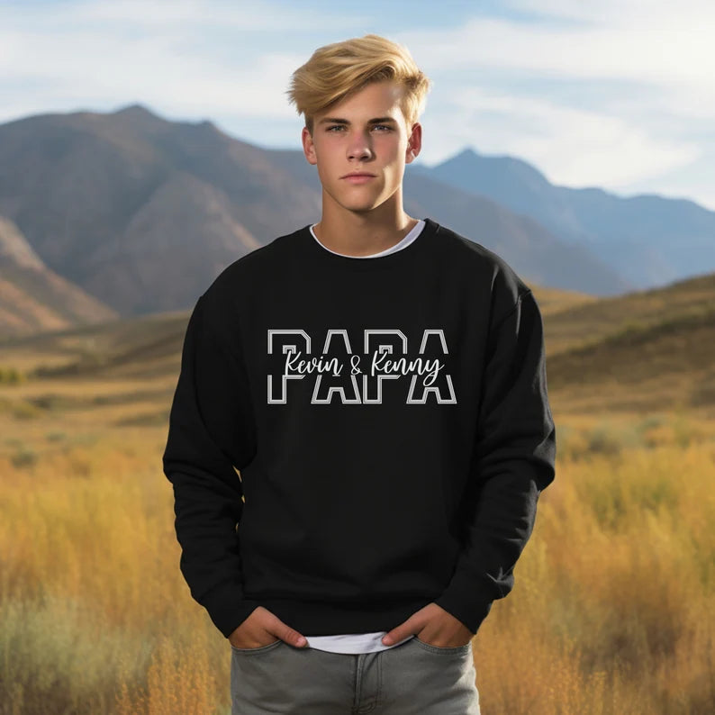 Sweat-shirt imprimé papa personnalisé avec le nom de l'enfant
