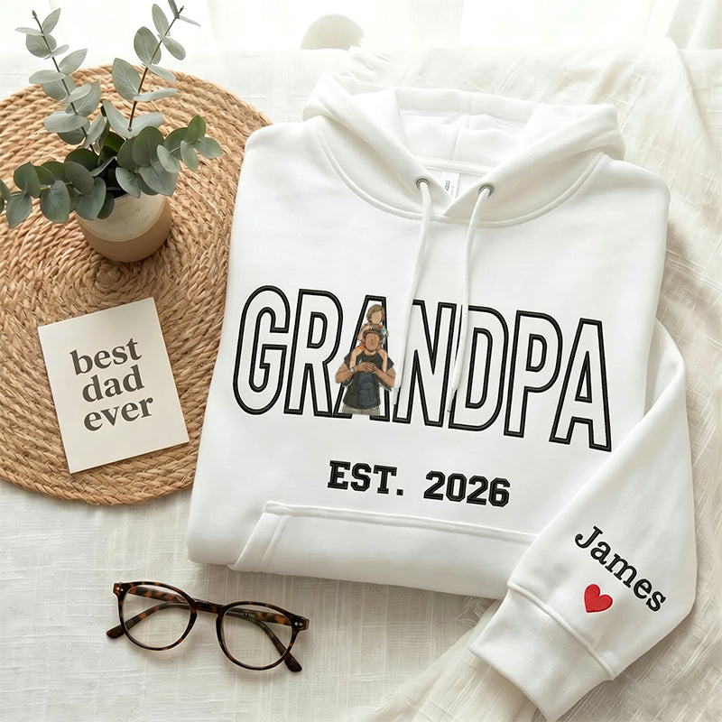 Sweat-shirt brodé personnalisé avec le portrait de papa — le cadeau idéal pour la fête des pères