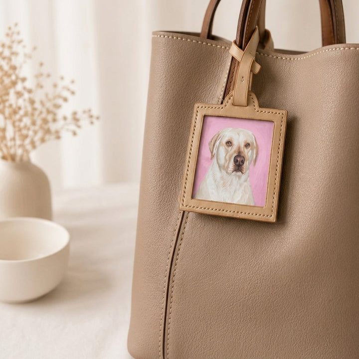 Bijou de sac en cuir personnalisé avec portrait d’animal