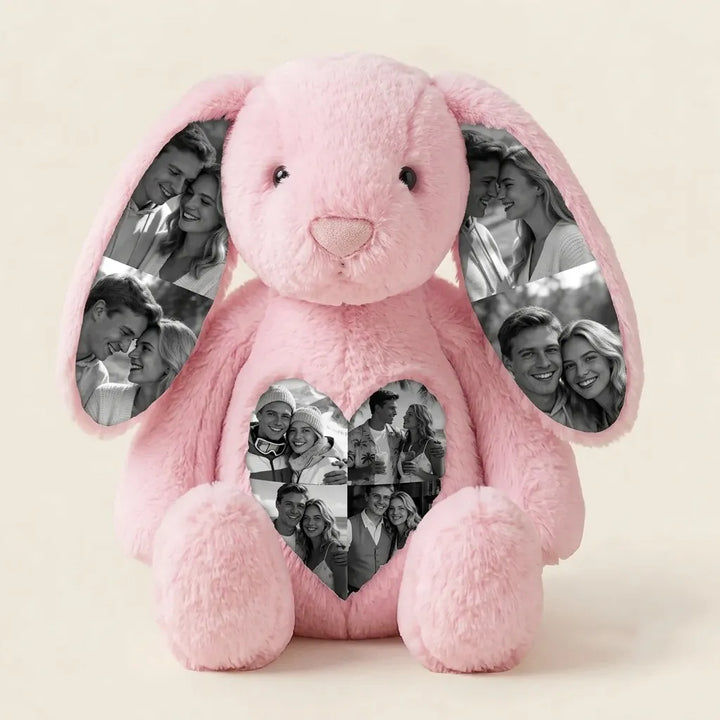Lapin en peluche personnalisé avec photo, un cadeau spécial pour elle.