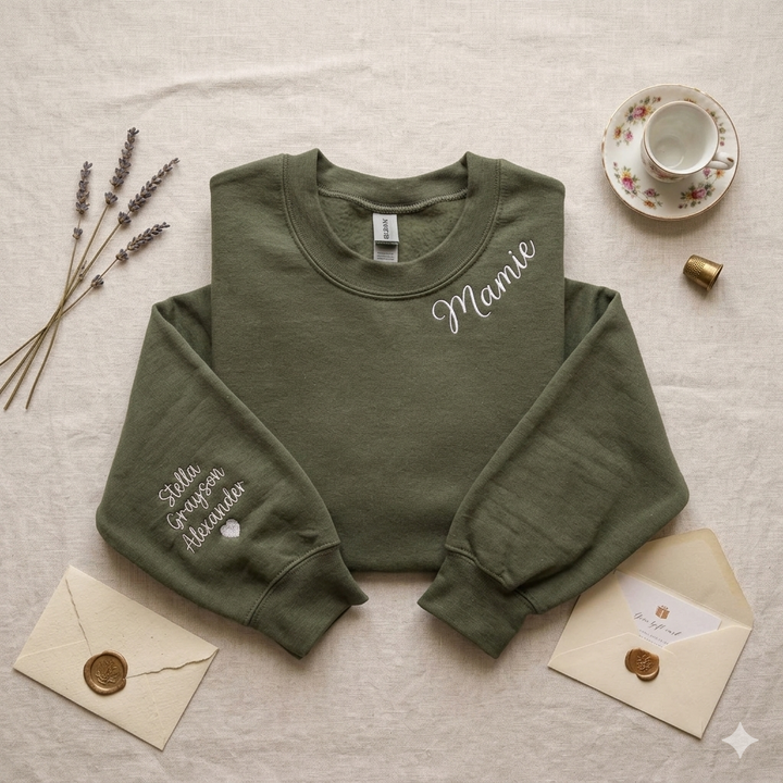 mama Sweat-shirt Personnalisé Brodé pour MAMAN avec le nom de l'enfant