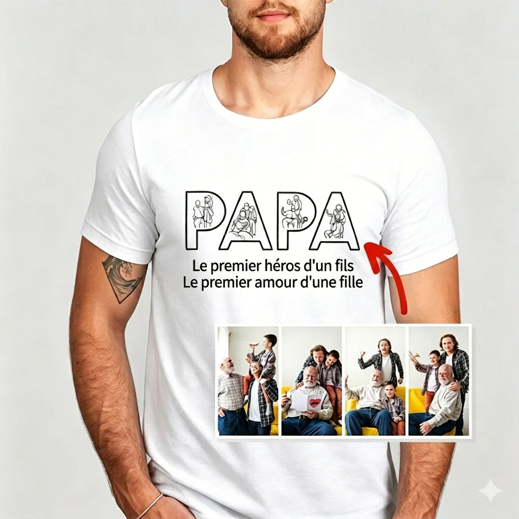 Sweat-shirt « PAPA » brodé d'un contour photo personnalisé — Cadeau pour la fête des pères