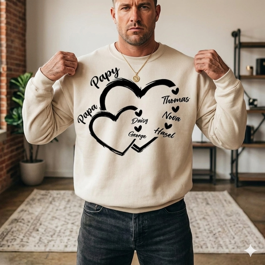 Sweat-shirt personnalisé imprimé à chaud pour les grands-mères, avec le nom de leurs enfants