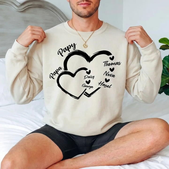 Sweat-shirt personnalisé imprimé à chaud pour les grands-mères, avec le nom de leurs enfants