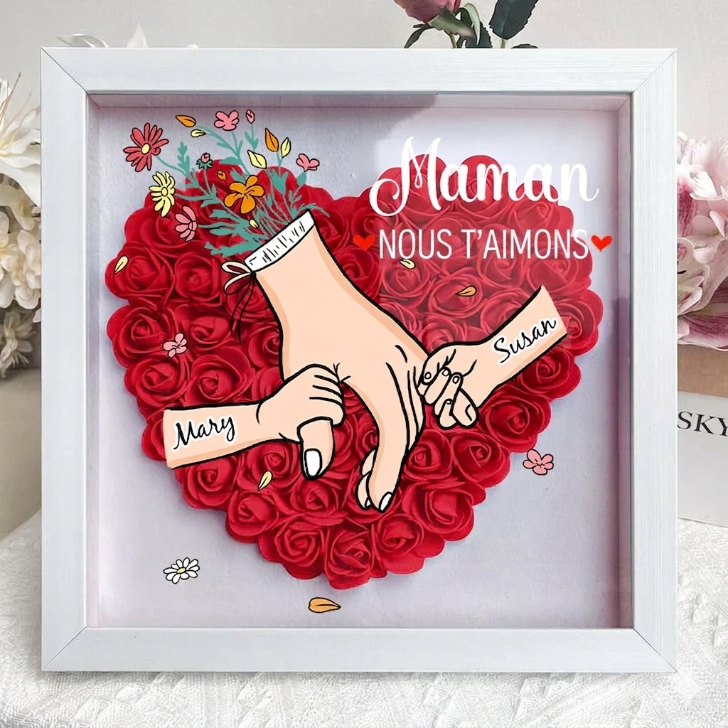 L'amour familial fleurit pour toujours – Boîte à fleurs personnalisée pour maman et grand-mère avec noms