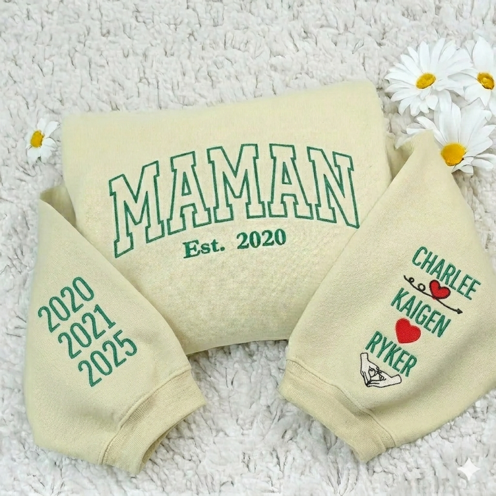 Sweat-shirt brodé pour papa avec le prénom et date de l'enfant