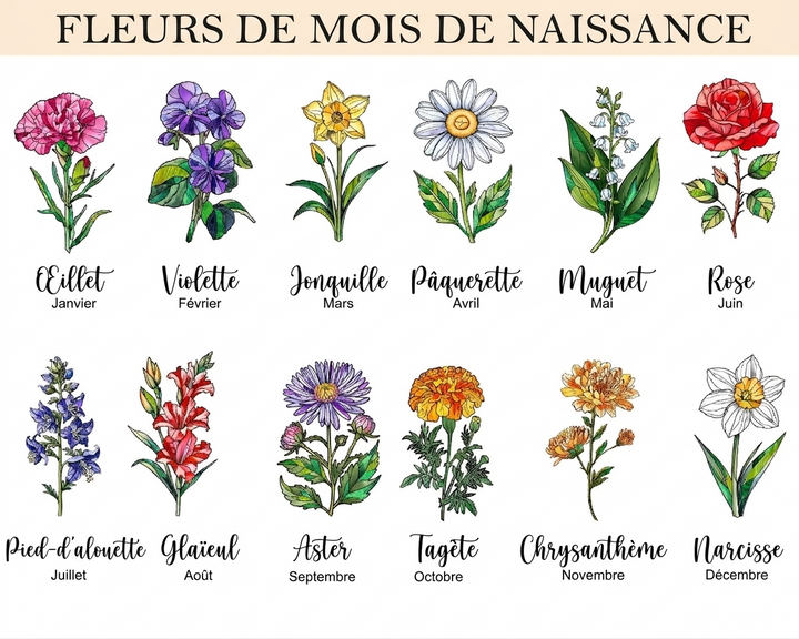 Fleur de naissance personnalisée en acrylique 3D avec lumière LED et prénoms des enfants pour maman