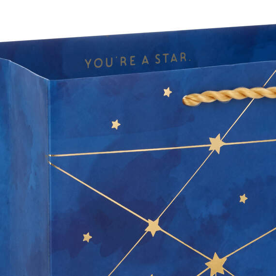 Sac cadeau Étoiles dorées sur bleu marine You Shine