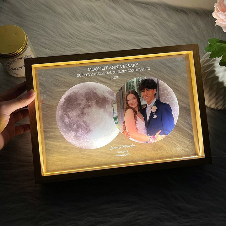 Cadre souvenir des phases de la lune Avec nom et photo