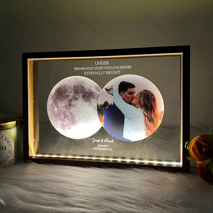 Cadre souvenir des phases de la lune Avec nom et photo