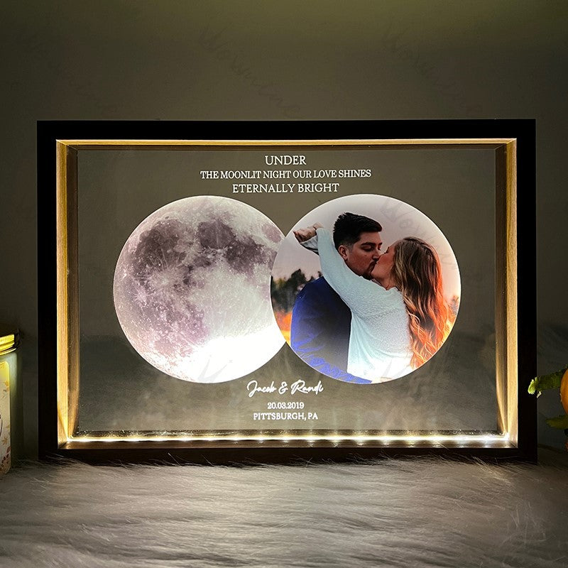 Cadre souvenir des phases de la lune Avec nom et photo