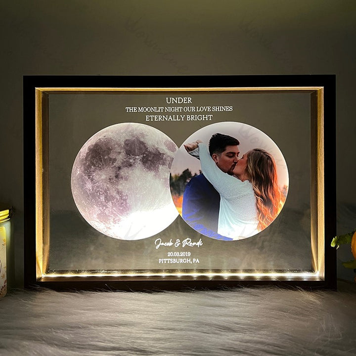 Cadre souvenir des phases de la lune Avec nom et photo