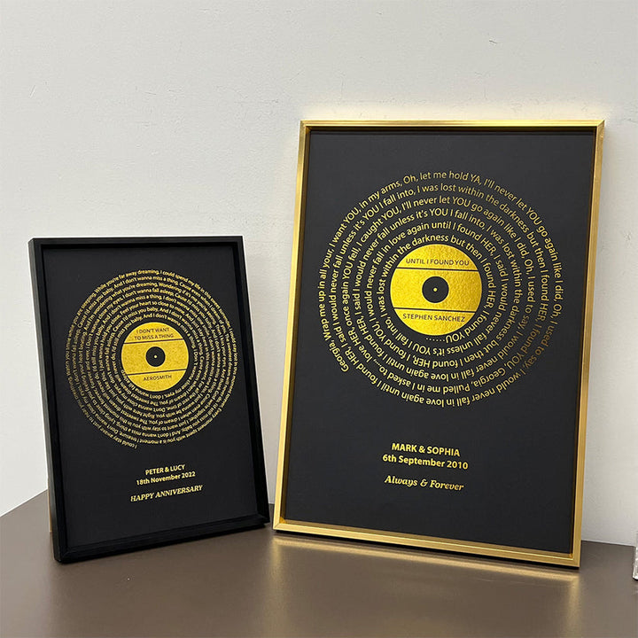 Cadre d'art personnalisé avec paroles de chansons en métal