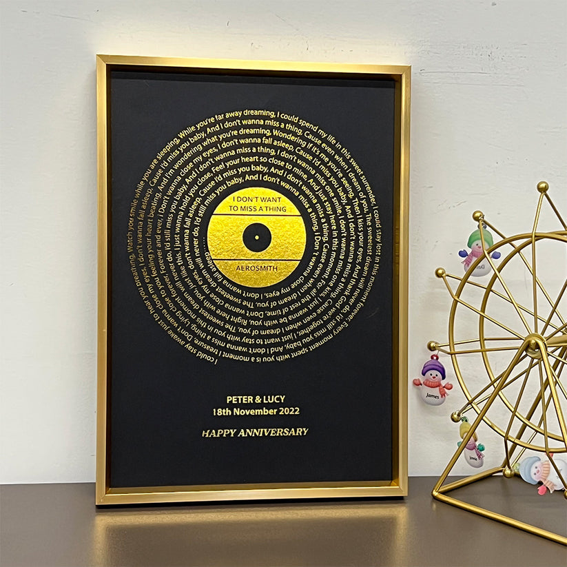 Cadre d'art personnalisé avec paroles de chansons en métal