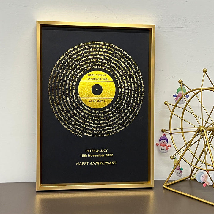 Cadre d'art personnalisé avec paroles de chansons en métal