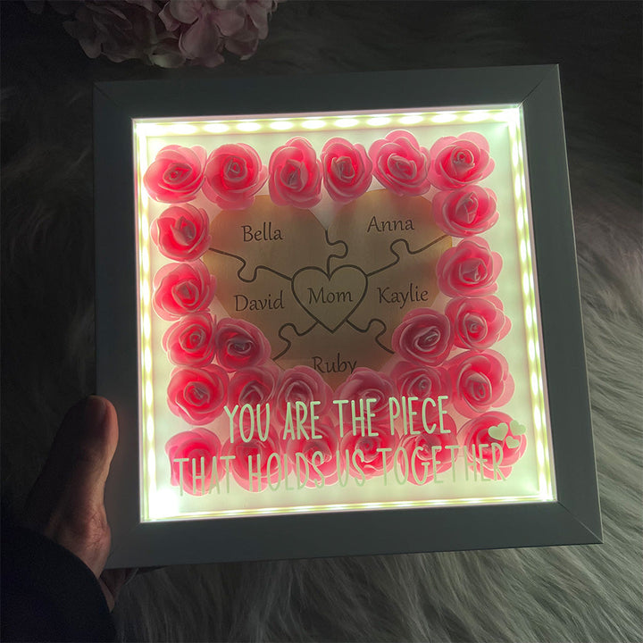 50 % de réduction sur une boîte à LED personnalisée en forme de cœur représentant une pièce de puzzle pour maman