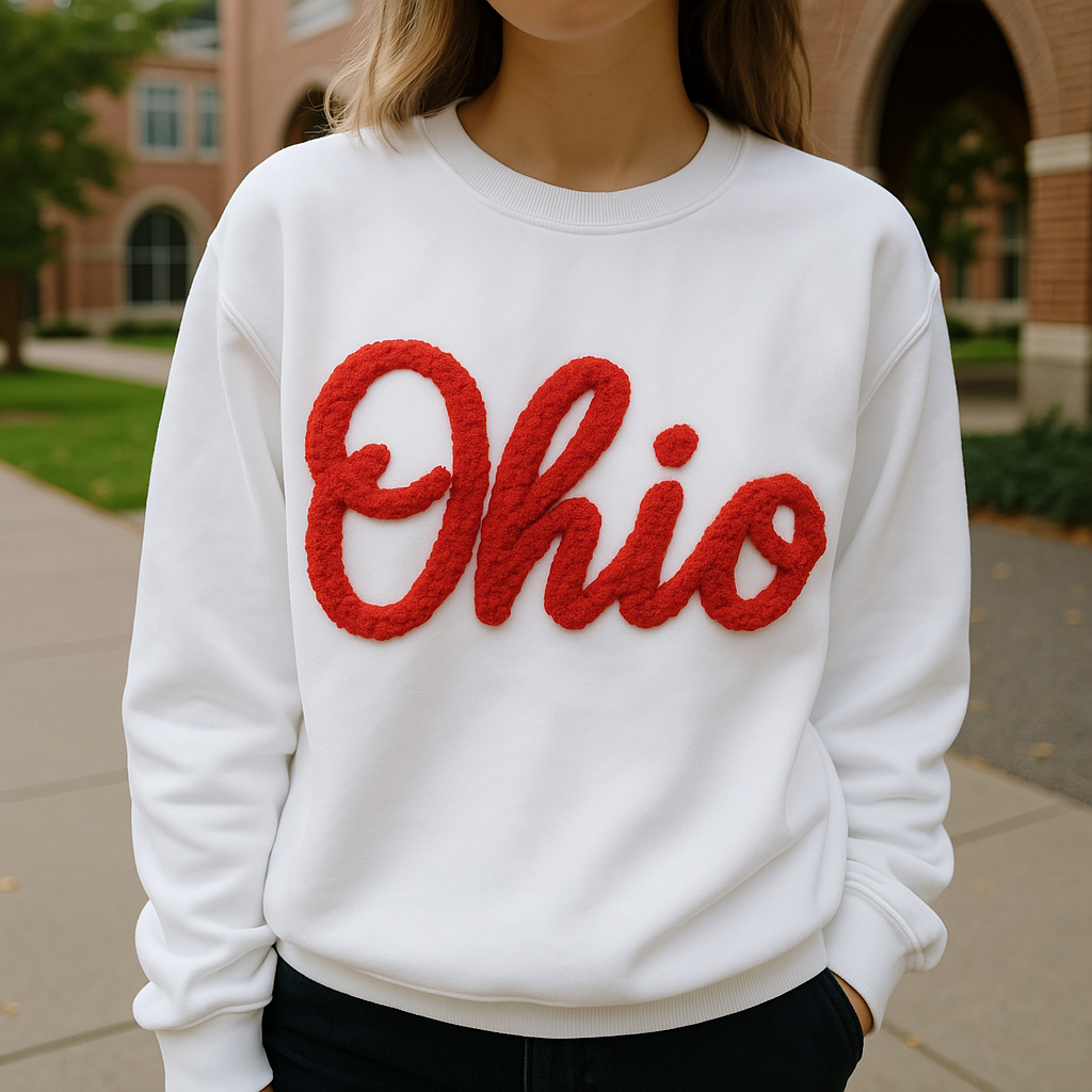 Sweat-shirt oversize personnalisé avec lettres en chenille brodées
