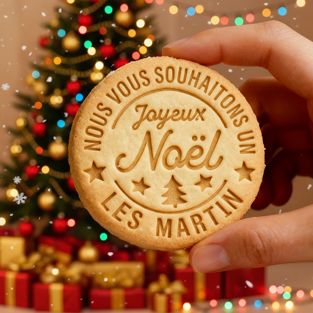 Ensemble de tampons à biscuits de Noël personnalisés avec nom de famille personnalisé, cadeau de pâtisserie pour les fêtes