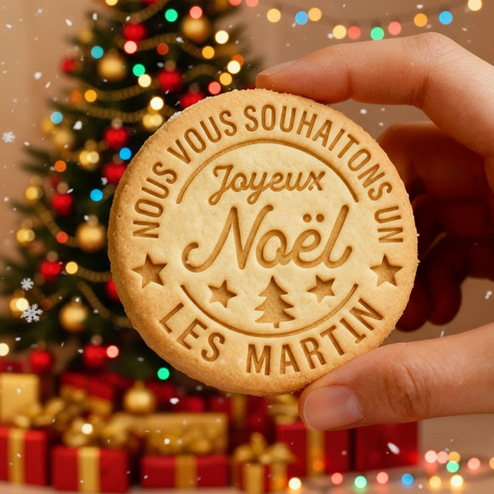 Ensemble de tampons à biscuits de Noël personnalisés avec nom de famille personnalisé, cadeau de pâtisserie pour les fêtes