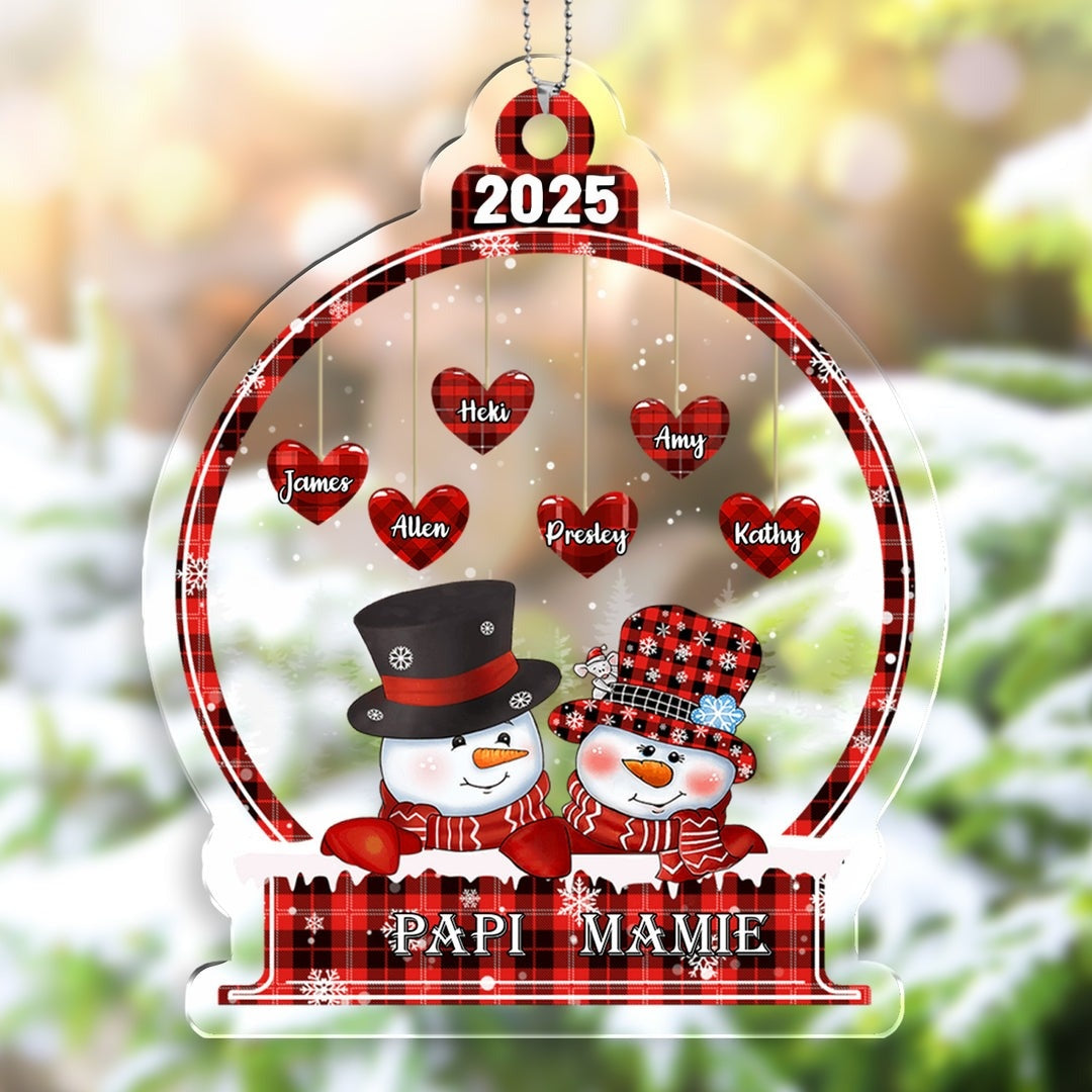 Ornements de Noël en Acrylique Bonhomme de neige 3-18 Prénoms