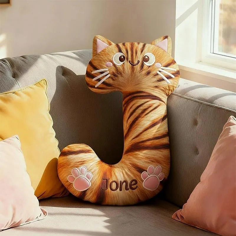 Coussin personnalisé avec la lettre « Amoureux des animaux » et un nom personnalisé