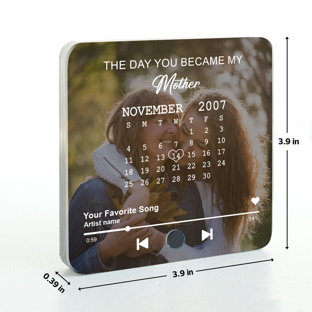 Le jour où tu es devenue ma mère, calendrier personnalisé avec photo, aimant de réfrigérateur musical personnalisé, cadeau d'anniversaire, de fête des mères, juste parce que pour maman