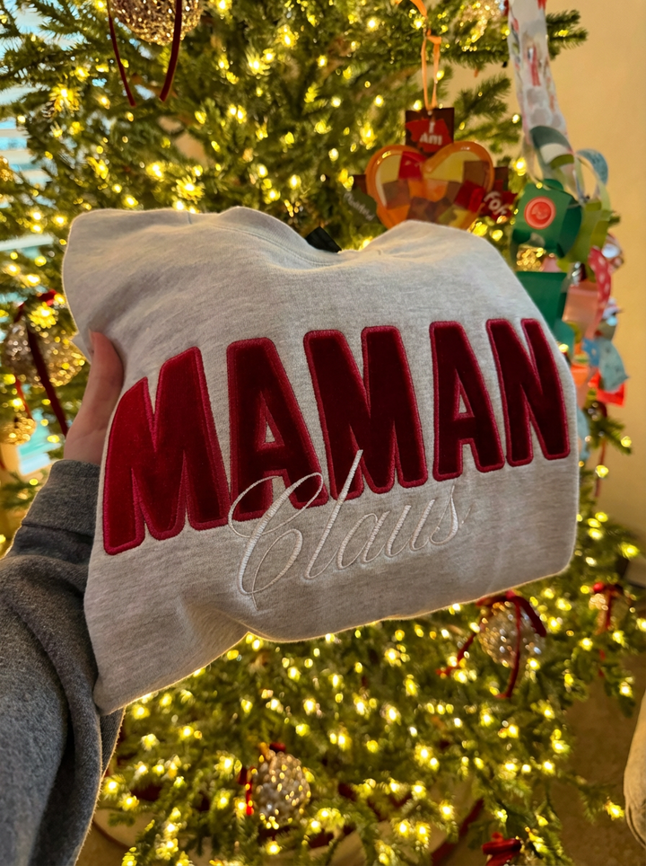 Sweat-shirt de Noël brodé personnalisé avec le nom de maman/papa/mamie/papi