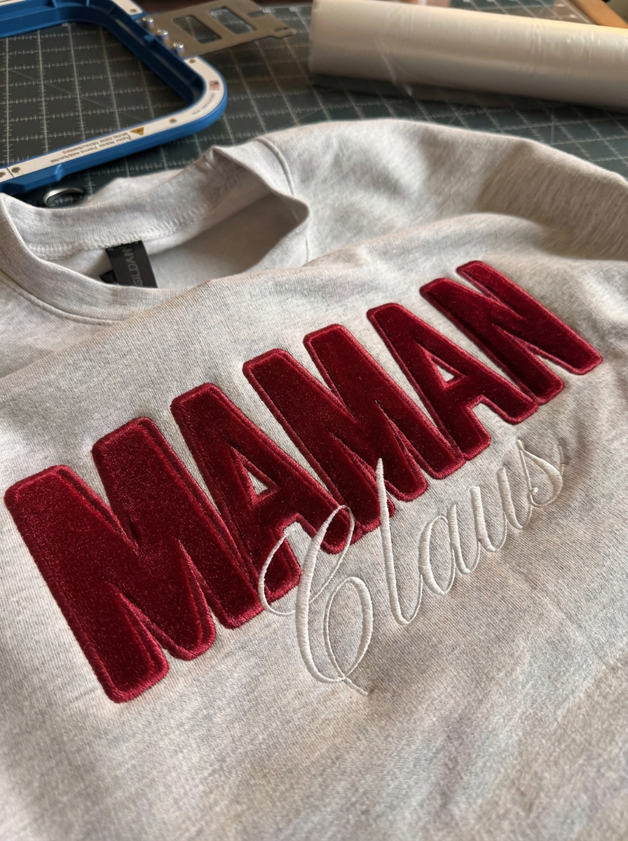 Sweat-shirt de Noël brodé personnalisé avec le nom de maman/papa/mamie/papi