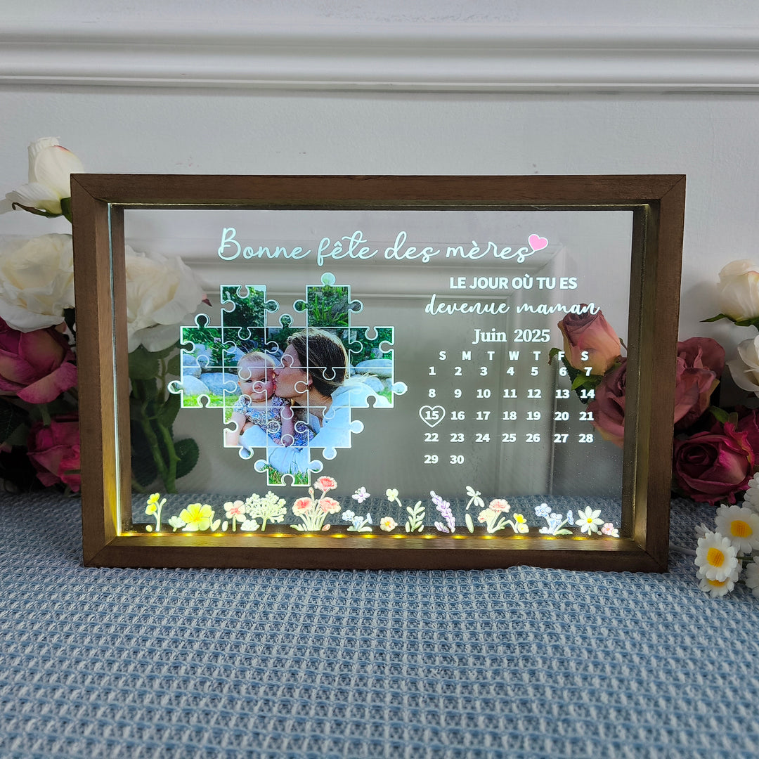 LE JOUR OÙ TU ES devenue maman-Boîte lumineuse personnalisée pour parents