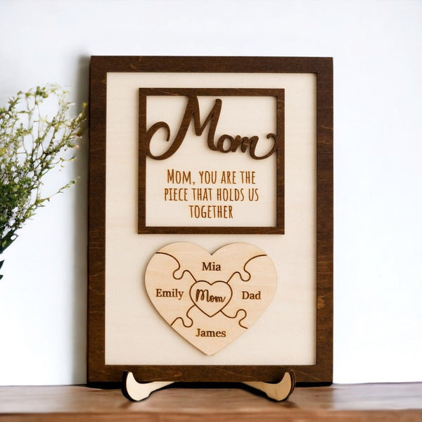 Panneau de puzzle en bois, cadeau personnalisé pour la fête des mères