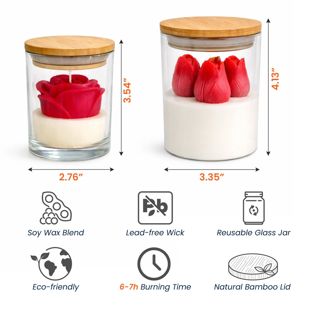 Maman, on t'aime - Bougie florale personnalisée en cire de soja
