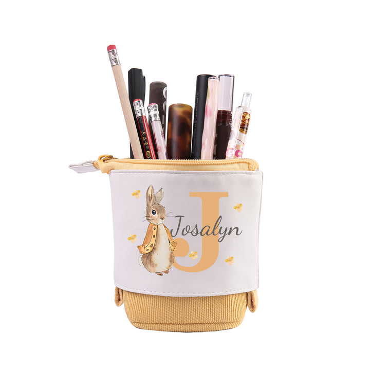 Trousse Personnalisé Lettre et Prénom Étui à Crayons scolaire Lapin | Cadeaux Rentrée Scolaire