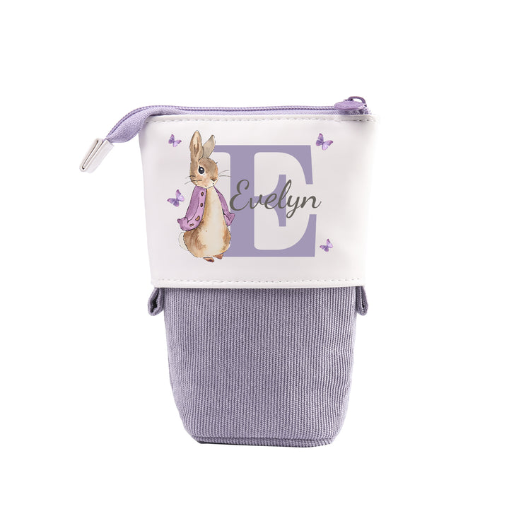 Trousse Personnalisé Lettre et Prénom Étui à Crayons scolaire Lapin | Cadeaux Rentrée Scolaire