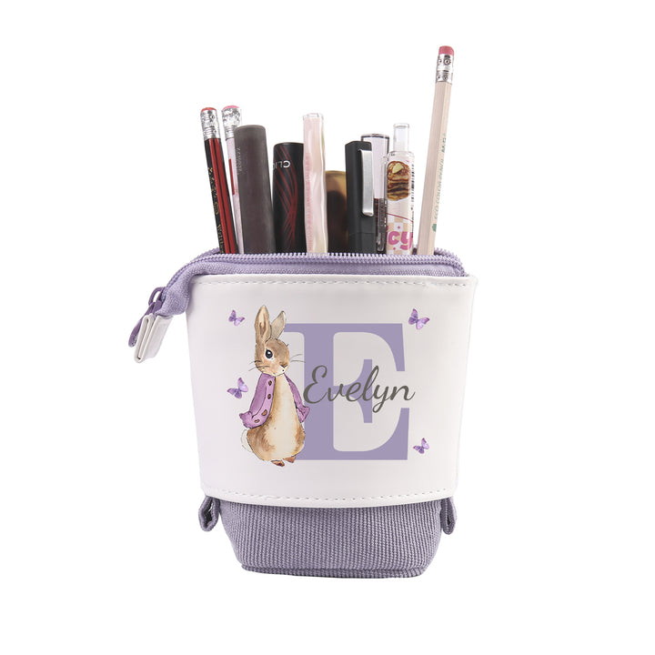 Trousse Personnalisé Lettre et Prénom Étui à Crayons scolaire Lapin | Cadeaux Rentrée Scolaire