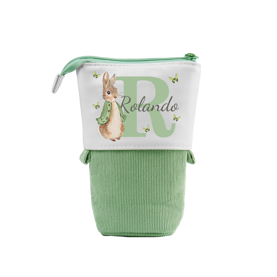 Trousse Personnalisé Lettre et Prénom Étui à Crayons scolaire Lapin | Cadeaux Rentrée Scolaire